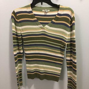 blue & green striped Maurices sweater size S